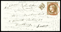 LE FULTON', 30c Lauré obl Paris 'SC' rouge du 29 oct 1870 + PD sur ...