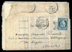 LE GIRONDE: 20c Siège obl étoile + càd de PARIS/R DE LAZARE le 6 ...