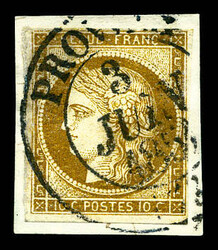 N°1a, 10c bistre-brun obl càd T13 de Provins 3 juin 1851 sur son ...