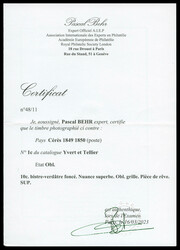 N°1c, 10c bistre-verdâtre foncé obl grille, jolie couleur. TTB ...