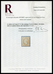 N°21, 10c bistre, fraîcheur postale. SUPERBE. R. ...