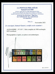 N°1/18, Série complète de 1900 surchargée. SUP (certificat) ...
