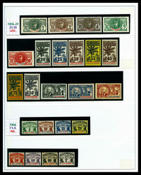 N°21/35, Série Palmiers Taxe/Poste, les 15 valeurs TB (certificat) ...