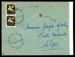 N°3, 50c sur 50c sépia, paire oblitérée sur lettre recommandée ...