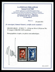 N°20b/21c, 1,50 pi sur 30c et 2,50 pi sur 50c: 'G' maigre à 'GRAND' ...