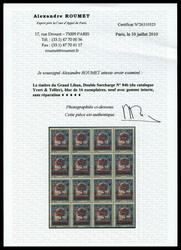 N°84b, Double surcharge, bloc de 16 exemplaires. TTB (certificats) ...