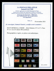 Série Palmiers: N°1 à 17 + Taxe N°1 à 7, les 24 valeurs TB ...