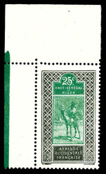 N°27a, 25c noir et vert, variété sans surcharge cdf, SUP ...