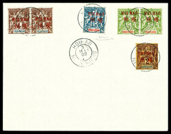 N°7, 15c bleu obl càd sur enveloppe non voyagée avec complèments ...