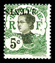 N°75a, 2c sur 5c vert: surcharge renversée. SUP (signé ...