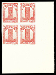 N°215b, Tour Hassan, 2f 40 rose-carminé non dentelé, impression ...