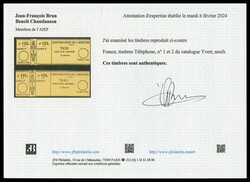 N°1/2, 25c noir sur bulle et 50c noir sur bulle, SUPERBE (signés ...