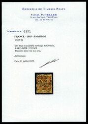 N°8a, 30c brun surcharge 4 lignes horizontales: DOUBLE SURCHARGE ...