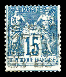 N°17b, 15c bleu surchargé horizontalement 5 lignes du 10 septembre ...