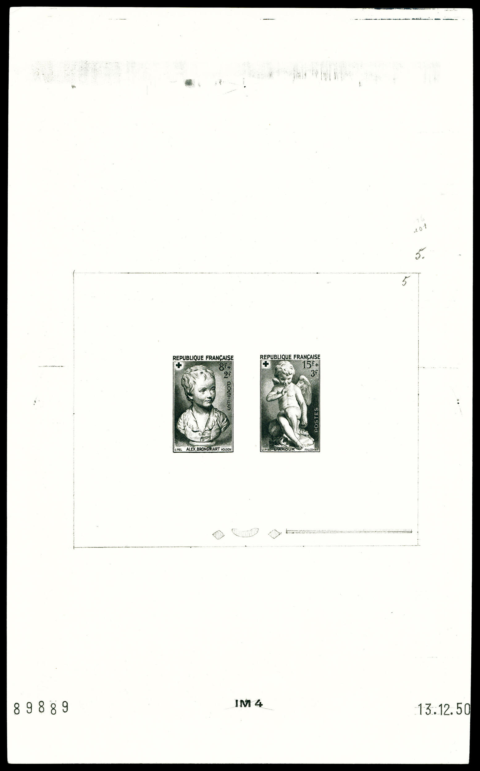 N°876/877, Paire croix rouge de 1950: Epreuve collective en noir sur ...