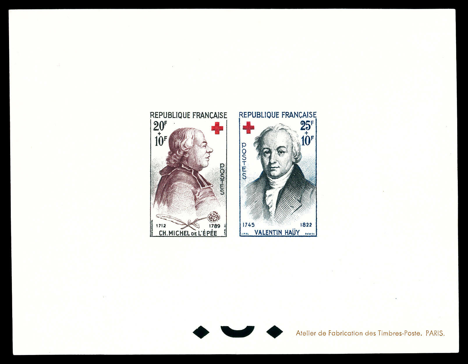 N°1226/1227, Paire Croix rouge de 1959 en épreuve collective. ...