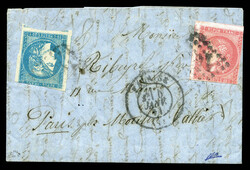 Rare affranchisement: 20c Bordeaux Type I et 80c Bordeaux oblitérés ...