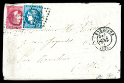 20c Bordeaux t II et 80c Lauré obl GC 532 et càd de BORDEAUX du 5 ...