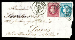 20c Bordeaux t II et 80c Lauré obl GC 3218 et càd de ROUBAIX du 31 ...