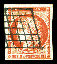 N°7a, 1F vermillon vif, très grandes marges et grande fraîcheur. ...