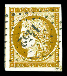 N°1a, 10c bistre-brun obl pc '1452', très jolie pièce. TTB ...