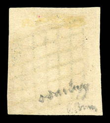 N°7a, 1F vermillon vif, obl grille posée, belles marges avec voisin ...