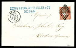 N°7a, 1F vermillon très vif dit de 'SEDAN' sur petite lettre du 7 ...