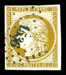 N°1a, 10c bistre-brun obl pc '1536'. TB Qualité: Oblitéré Cote: ...