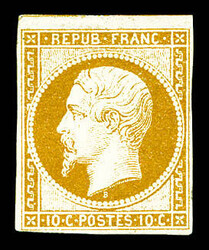 N°9, 10c bistre, grande fraîcheur, belles marges avec voisin, RARE ...