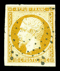 N°9, 10c bistre-jaune, obl pc étoile légère, TTB (signé ...