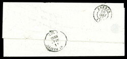 N°10, 25c bleu, grandes marges avec voisins obl pc 2221 sur lettre ...