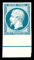 N°10b, 25c bleu bord de feuille avec filet d'encadrement, SUPERBE. R ...