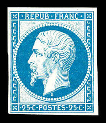 N°10c, 25c bleu, impression de 1862, TB (certificat) Qualité: **