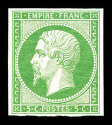 N°12, 5c vert-jaune, fraîcheur postale. SUPERBE. R. (certificat) ...
