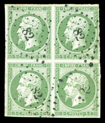 N°12, 5c vert en bloc de quatre. TB (signé Scheller/certificat) ...