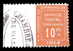 N°1, 10c vermillon bdf: dentelé sur trois cotés. SUP. R.R. (signé ...