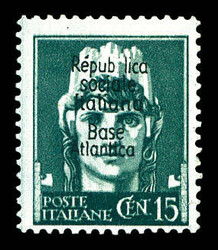 N°9a, 15c vert-gris 'Italia' avec variété sans le second 'b' à ...