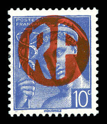 N°1, CHOLET: Non émis, 10c bleu SURCHARGE ROUGE, R.R et SUP ...