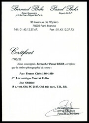 N°2, 15c vert obl PC 2147 centrale. SUPERBE. R.R.R (certificats) ...