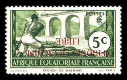 N°95a, 5c noir et vert, surcharge renversée. TB (certificat) ...