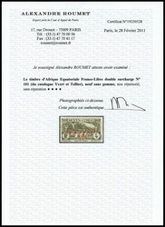 N°101, 4c brun-olive: Double surcharge, non répertorié. TB ...