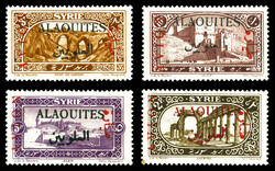 N°5b, 6b, 7c et 8d, les 4 valeurs surcharges AVION carmin à gauche. ...