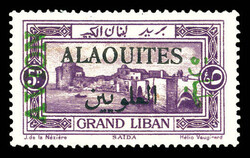 N°7a, 5 pi violet sur n°60 des T-P dur Grand Liban. TTB ...