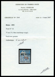 N°16, 75 sur 15c bleu, tirage 500 exemplaires, SUP. R. (signé ...