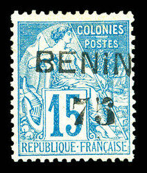 N°17, 75 (noir) sur 15c bleu, tirage 100 exemplaires. SUP. R.R ...