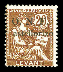 N°20b, 20c brun-lilas: Erreur, surcharge Astellorizo. SUP (signé ...