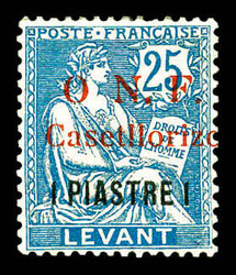 N°21a, 1 pi sur 25c bleu, erreur Casetllorizo. TTB Qualité: * Cote: ...