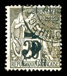 N°4A, 5 sur 25c noir sur rose: Double surcharge type b +c. SUP. R.R. ...