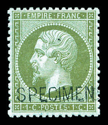 N°19f, 1c olive surchargé 'SPECIMEN'. TB (signé Calves) Qualité: ...