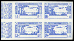 Avion en vol, NON EMIS 4f 65 bleu sans légende non dentelé en bloc ...